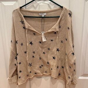 Miou Muse Beige Sweater with Black Stars